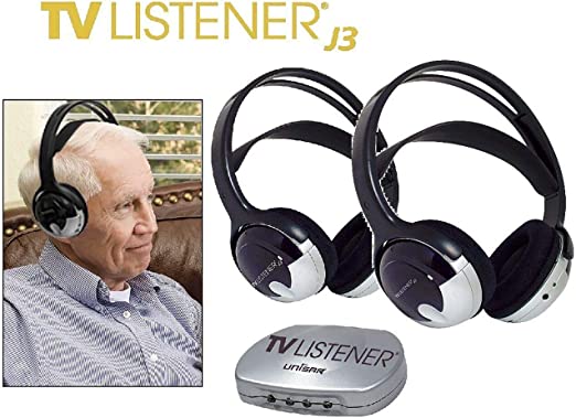 J3 TV Listener and Two Headsets